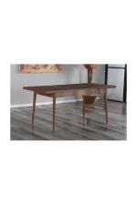 Set masa extensibila cu 6 scaune tapitate Homs nuc-gri 170 x 80 cm - imagine 5