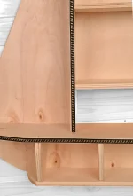 Raft de perete 72×52×18 cm – lemn stratificat nuc, Sailor - imagine 6