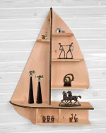 Raft de perete 72×52×18 cm – lemn stratificat nuc, Sailor - imagine 2