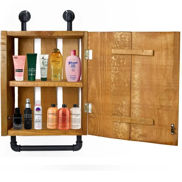 Dulap baie cu oglinda si etajera Calypso Homs, nuc-negru, 45 X 15 X 35 cm,10151