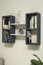 Raft de perete, Matilda Homs, gri antracit/alb, 60 x 105 x 20 cm, PAL - imagine 2