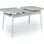 Set masa extensibila cu 6 scaune tapitate Homs cristal bej-picior-alb-170 x 80 cm - imagine 9