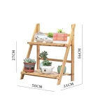 Etajera flori din lemn, Homs Garden 4, Natur,31 X 50 X 56 cm - imagine 2