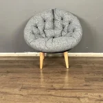 Fotoliu tapitat cu stofa si picioare metalice,rotund,homs,seria B-120,20042 - imagine 2