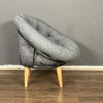 Fotoliu tapitat cu stofa si picioare metalice,rotund,homs,seria B-120,20042 - imagine 4