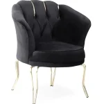 Fotoliu Viena, scaun, negru-auriu, picioare metal auriu, Homs - imagine 6