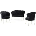 Fotoliu Viena, scaun, negru-auriu, picioare metal auriu, Homs - imagine 8