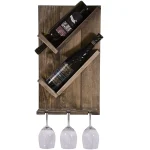 Stand sticle vin din lemn,seria wood, Homs Bar, Natur, 50 x 29 x 10 cm,700004