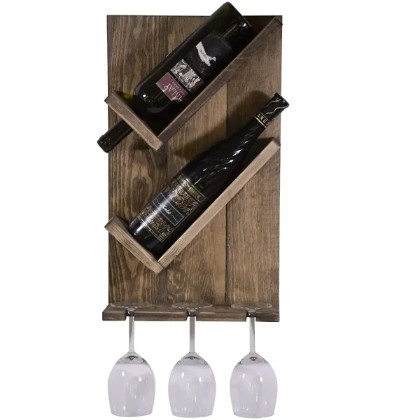 Stand sticle vin din lemn,seria wood, Homs Bar, Natur, 50 x 29 x 10 cm,700004