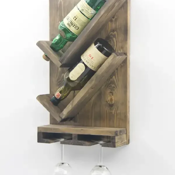 Stand sticle vin din lemn,seria wood, Homs Bar, Natur, 50 x 30 x 10.5 cm,700037
