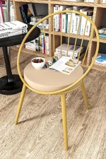 Scaun metal, Dining Homs, auriu, 76 x 62 cm,30450 - imagine 2