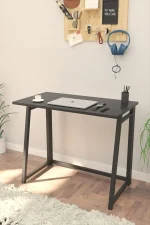 Birou pliabil cu cadru metalic Util Homs 80 x 50 x 75 cm,negru - imagine 2