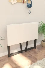 Birou pliabil cu cadru metalic Util Homs 80 x 50 x 75 cm,Alb-negru - imagine 8