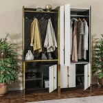 Cuier hol cu pantofar alb -auriu-negru, Homs 181 x 35 x 138 cm,31006