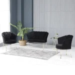 Fotoliu Viena, scaun, negru-auriu, picioare metal auriu, Homs - imagine 16