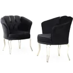 Fotoliu Viena, scaun, negru-auriu, picioare metal auriu, Homs - imagine 2