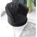 Fotoliu Viena, scaun, negru-auriu, picioare metal auriu, Homs - imagine 3