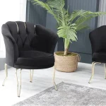 Fotoliu Viena, scaun, negru-auriu, picioare metal auriu, Homs - imagine 5