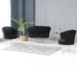 Fotoliu Viena, scaun, negru-auriu, picioare metal auriu, Homs - imagine 7