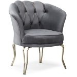 Fotoliu Viena, scaun, negru-auriu, picioare metal auriu, Homs - imagine 9