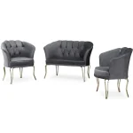 Fotoliu Viena, scaun, gri-auriu, picioare metal auriu, Homs - imagine 8