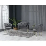 Set canapea Viena 2+1+1Homs textil gri-auriu,30703 - imagine 10