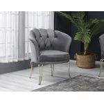 Fotoliu Viena, scaun, negru-auriu, picioare metal auriu, Homs - imagine 10