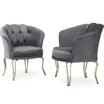 Fotoliu Viena, scaun, gri-auriu, picioare metal auriu, Homs - imagine 7