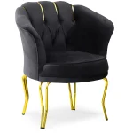 Fotoliu Viena, scaun, negru-auriu, picioare metal auriu, Homs