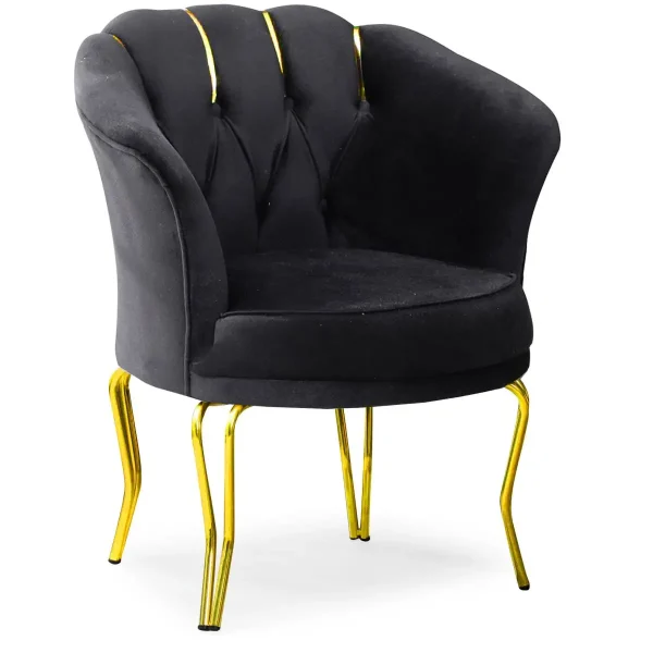 Fotoliu Viena, scaun, negru-auriu, picioare metal auriu, Homs