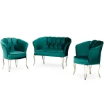 Fotoliu Viena, scaun, verde-auriu, picioare metal auriu, Homs - imagine 6