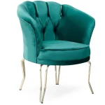 Fotoliu Viena, scaun, verde-auriu, picioare metal auriu, Homs - imagine 3