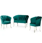 Set canapea Viena Homs textil verde-auriu,30703 - imagine 2