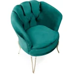 Fotoliu Viena, scaun, verde-auriu, picioare metal auriu, Homs - imagine 4