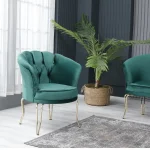 Fotoliu Viena, scaun, verde-auriu, picioare metal auriu, Homs - imagine 5