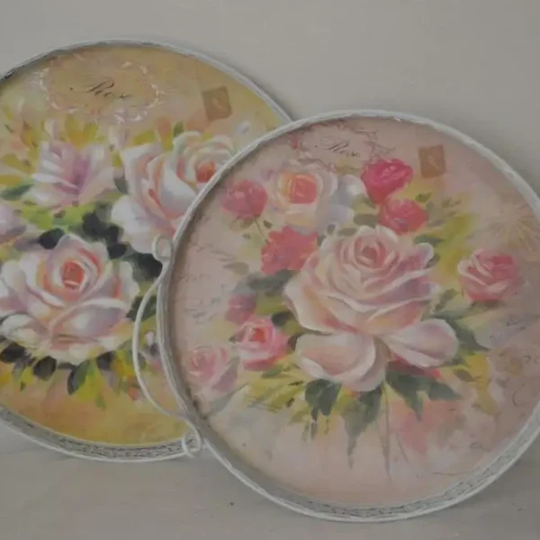 Set 2 tavi servire metal flor Homs 39 x 34 x 9 cm