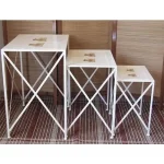 Set 3 masute matal talia Homs 3 buc, alb,angel - imagine 2