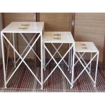 Set 3 masute matal talia Homs 3 buc, alb,angel