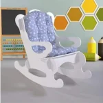 Scaun balansoar copii 40×70×65 cm – MDF alb/albastru, Baby Puzzle - imagine 3