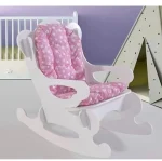 Scaun balansoar copii 40×70×65 cm – MDF alb/roz, Baby Puzzle