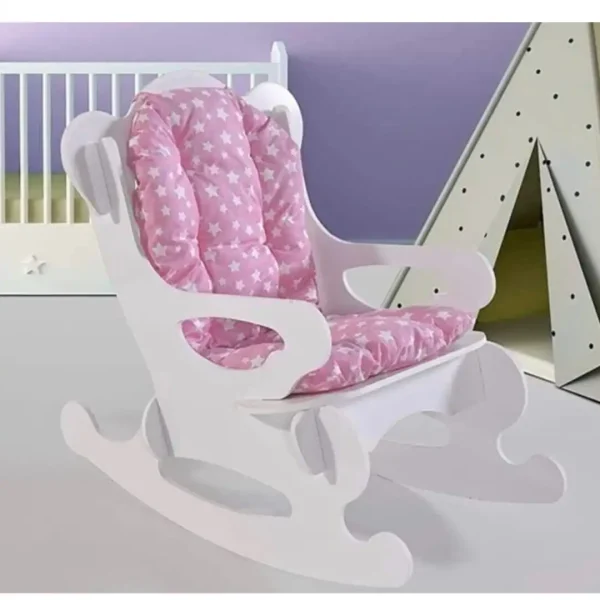 Scaun balansoar copii 40×70×65 cm – MDF alb/roz, Baby Puzzle