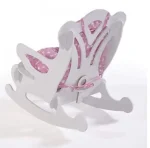 Scaun balansoar copii 40×70×65 cm – MDF alb/roz, Baby Puzzle - imagine 3