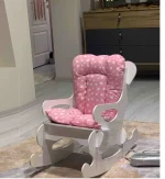 Scaun balansoar copii 40×70×65 cm – MDF alb/roz, Baby Puzzle - imagine 6