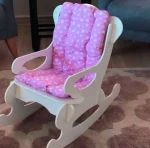 Scaun balansoar copii 40×70×65 cm – MDF alb/roz, Baby Puzzle - imagine 7