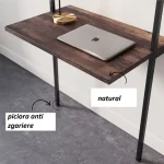 Biblioteca lemn, Seria A-620, Homs, negru/natur, 200 x 70 x 50 cm, lemn/metal,30283 - imagine 6