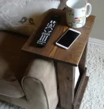 "Masuta de cafea laterala, Clasic Homs, 40X24x67 cm, lemn natur " - imagine 2