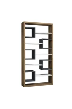 Biblioteca/etajera carti, Hamdo Homs, alb/nuc/gri antracit, 160 x 80 x 22 cm, PAL - imagine 3