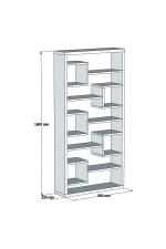 Biblioteca/etajera carti, Hamdo Homs, alb/nuc/gri antracit, 160 x 80 x 22 cm, PAL - imagine 2