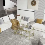 Masa de cafea Deco metal-sticla-auriu,Homs,seria D-710,0029 - imagine 5