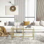 Masa de cafea Deco metal-sticla-auriu,Homs,seria D-710,0029